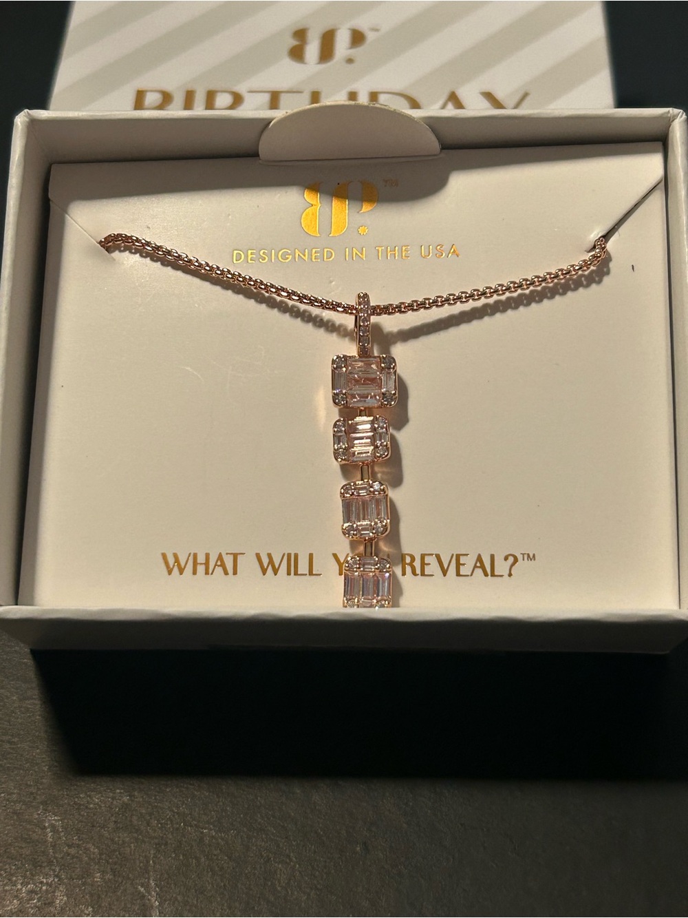 The Harper Necklace: Diamond Cubic Zirconia on Rose Gold - Picture 2 of 4